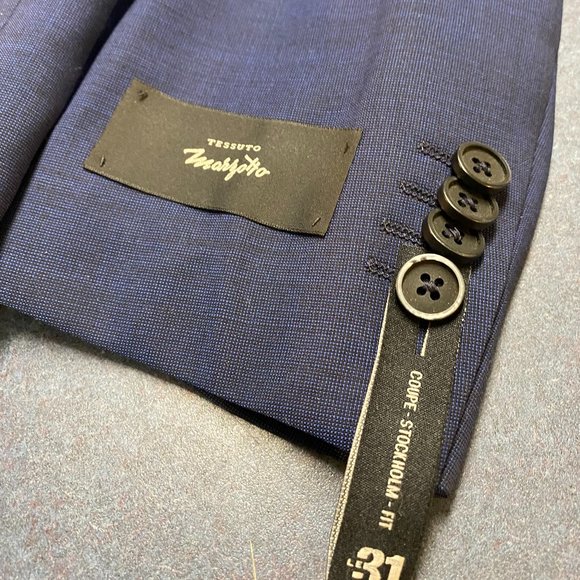 40R Navy Blue Simons(Le 31) Suit Blazer - Picture 2 of 8